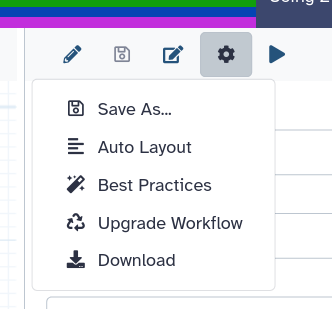 screenshot showing the best practices menu item in the gear dropdown.