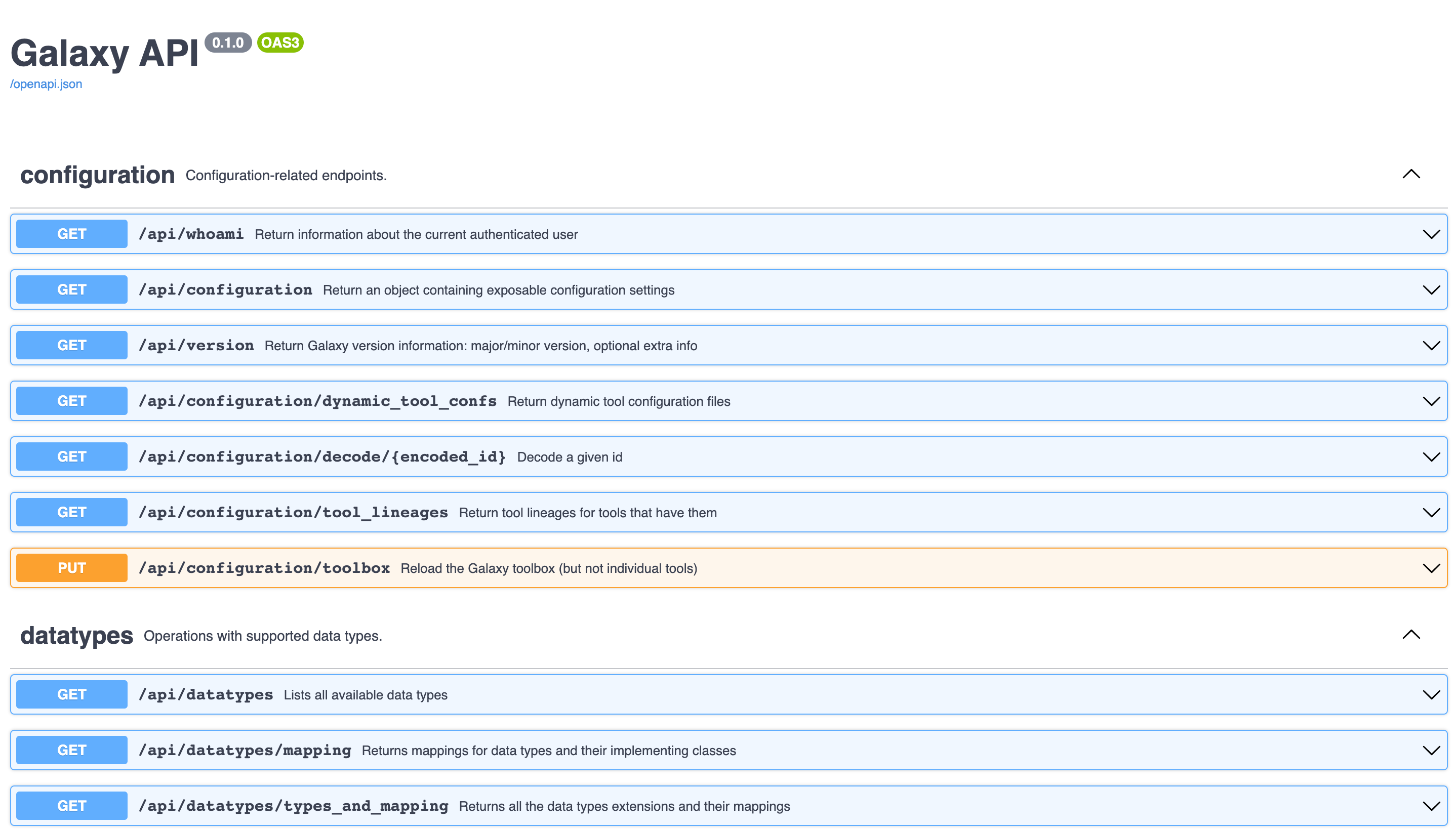 OpenAPI Docs from FastAPI at api/docs