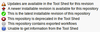 various icons used to indicate tool state